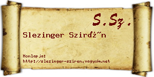 Slezinger Szirén névjegykártya